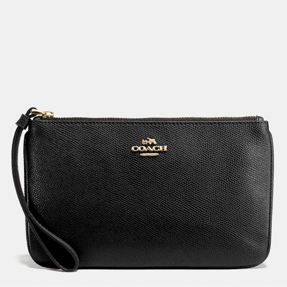 Coach Large Wristlet - Black/Gold